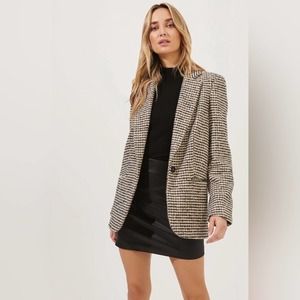 ASTR The Label | “Harlow” Houndstooth Blazer Wool Blend Size L
